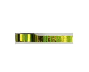 Washi Tape - Gold foil background with green striped design - Size 15mm x 10m