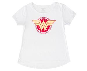 Wonder Woman Star Logo Youth Girls White Tee Shirt