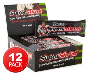 12 x Max's Super Shred Low Carb High Protein Bar 60g - Choc Mint