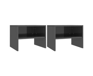 2x Bedside Cabinet High Gloss Grey Chipboard Bedroom Nightstand Table