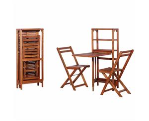 3 Pieces Solid Acacia Wood Folding Bistro Set Garden Outdoor Lounge Set