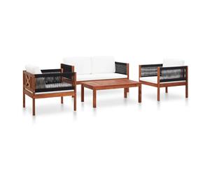 4 Piece Solid Acacia Wood Garden Lounge Set Sofa Chair Coffee Table