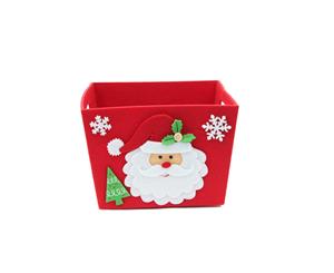 4x Christmas Red Santa Felt Basket Tray Candy Fruit Hamper Gift Box Wrap 18cm