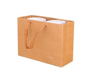 50x Brown Craft Paper Gift 320 x 280x 115 mm Carry Bags With Handles