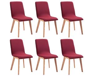 6x Dining Chairs Red Fabric Kitchen Dining Room Cafe Chair Modern Seat