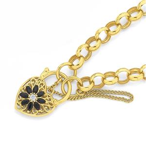 9ct Gold 19cm Belcher Sapphire & Diamond Bracelet