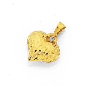 9ct Gold Puff Heart Pendant