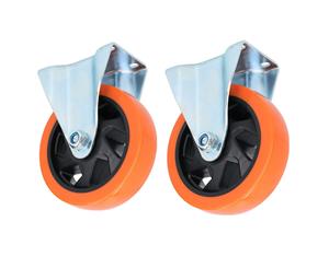 AB Tools 5" Fixed PVC Trolley Castor Wheel Roller Bearings 150kg Load Per Wheel 2 Pack