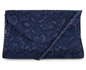 Adrianna Papell Seta Clutch - Midnight Alicante Lace