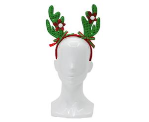 Adult Kids Christmas Xmas Novelty Headband Hat Costume [Design Reindeer Antlers Large Green]