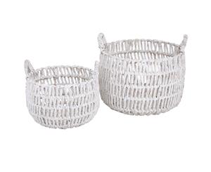 Amalfi Palmilla 2Pc Water Hyacinth Multifunctional Basket Set White Wash