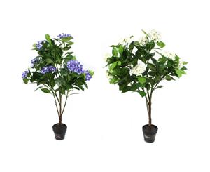 Artificial Pot White Hydrangea Tree Fake Flowers Realistic Plant Home Decor