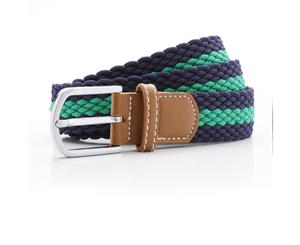 Asquith & Fox Mens Two Colour Stripe Braid Stretch Belt (Navy/Kelly) - RW5539