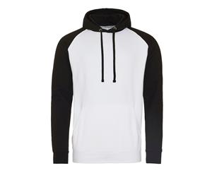 Awdis Just Hoods Adults Unisex Two Tone Hooded Baseball Sweatshirt/Hoodie (Arctic White/ Jet Black) - RW3928