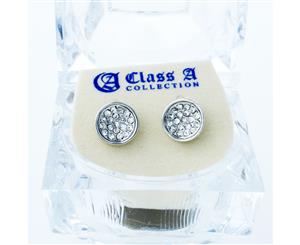 Bling Iced Out Earrings - ROUND 10mm - Silver