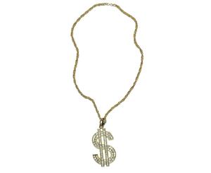 Bristol Novelty Diamante Jewelled Dollar Sign Necklace (Gold/Silver) - BN2488