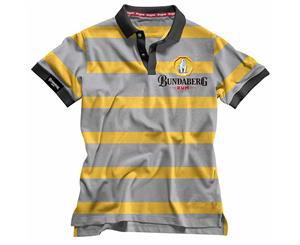 Bundy Bundaberg Rum Mens Embroidered Polo Shirt Grey Yellow