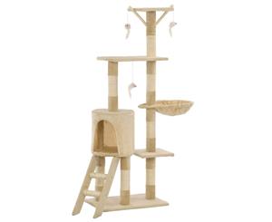 Cat Tree with Sisal Scratching Posts 138cm Beige Kitten Play Tower