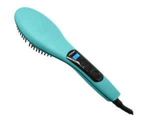 Ceramic Tourmaline Ionic Hair Brush Straightener Iron Anti Frizz Comb Blue