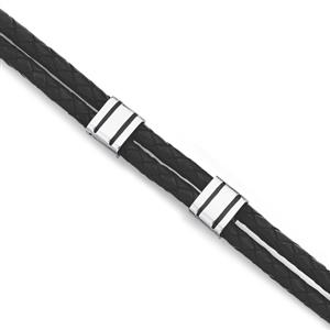 Chisel Stainless Steel 22cm Leather Bracelet