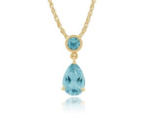 Classic Pear Blue Topaz Pendant in 9ct Yellow Gold