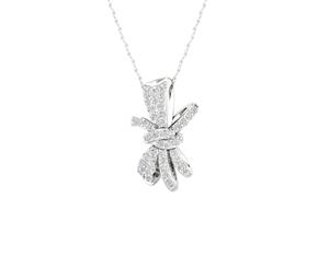 De Couer 9KT White Gold Diamond Knotted Ribbon Necklace (1/6CT TDW H-I Color I2 Clarity)