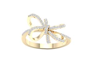 De Couer 9KT Yellow Gold Diamond Knot Ring (1/5CT TDW H-I Color I2 Clarity)