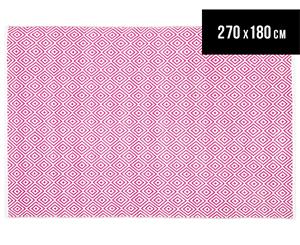 Dreamy Cotton Flatweave 270x180cm Reversible Rug - Pink