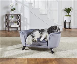 Enchanted Home Pet Dog Cat Romy Sleeping Sofa Bed Velvet Pewter Dogs Furniture