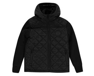 Firetrap Boys Sartorial Knit Junior - Black Zip Faux Fur Hood Knitted - Black