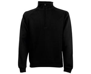 Fruit Of The Loom Mens Zip Neck Sweatshirt Top (Black) - BC1370