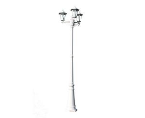 Garden Light Post 3-arm 215cm White Outdoor Standing Yard Lantern Lamp