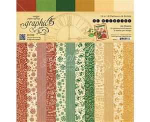 Graphic 45 Double-Sided Paper Pad 12&quotX12" 24/Pkg-St Nicholas Print & Solid 12 Designs