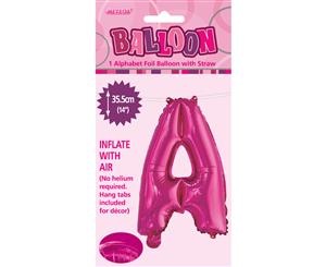 Hot Pink A Alphabet Foil Balloon 35cm