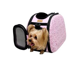 Ibiyaya Collapsible Travelling Shoulder Pet Carrier Bag Baroque (Pink)