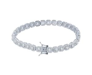 Iced Out 925 Sterling Silver Tennis Bracelet - CLUSTER 6mm - Silver