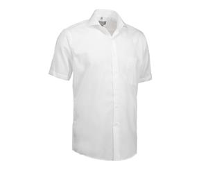 Id Mens Poplin Shirt Short Sleeve Modern Fit (White) - ID501