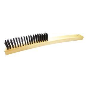 Josco 4-Row Steel Bristle Wood Short Handle Wire Brush