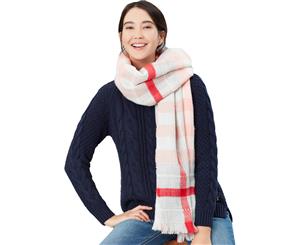 Joules Womens Stamford Checked Warm Winter Fashion Scarf - Pink Check