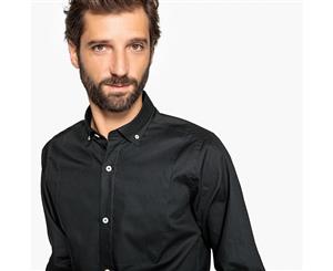 La Redoute Collections Mens Long-Sleeved Straight Cut Shirt - Black