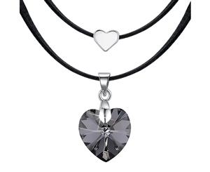 Love To Silver Night Heart Necklace Embellished with Swarovski crystals-White Gold/Silver Night