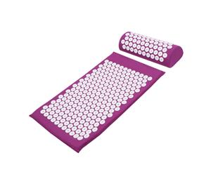 Massage Acupressure Yoga Mat With Pillow Sit Lying Mats Cut Pain Stress Soreness Purple