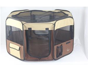 Medium Brown Pet Dog Cat Puppy Rabbit Tent Soft Playpen