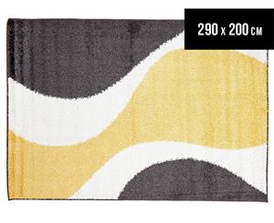 Metro Waves 290x200cm Rug - Grey/White/Yellow