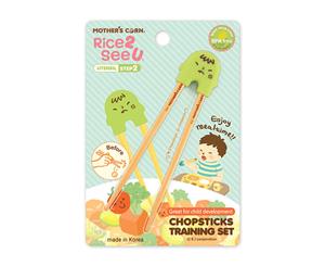 Mother's Corn Kids Training Chopsticks With Silicone Holder - Light Green