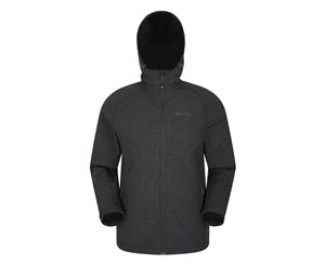 Mountain Warehouse Exodus Mens Softshell Jacket Windproof w/ Adjustable Hem Hood - Charcoal