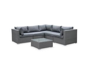 NAPOLI 5 Seater Outdoor Lounge Set Wicker | Exists in 3 COLOURS - Grey/Grey