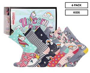 Odd Socks Girls' One Size Unicorn Daze Crew Socks 6-Pack - Multi