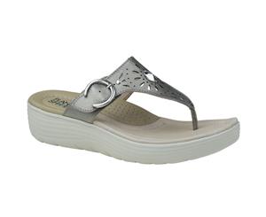 Planet Shoes Womens Comfort Milo Casual Platofrm Sandal in Platinum Leather