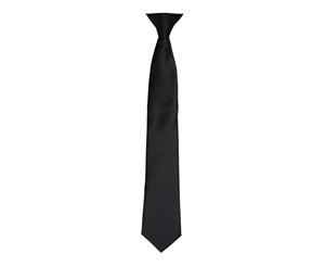 Premier Colours Mens Satin Clip Tie (Black) - RW4407